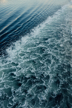 waves on the sea, wake after ferry boat