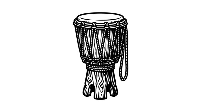Traditional West African djembe drum illustration.