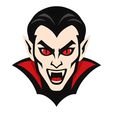 Scary Vampire Head Halloween Flat Vector Character Icon Isolated on White Background