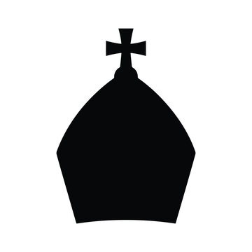 Mitre hat silhouette icon black graphic design for catholic bishop and clergy vestments.
