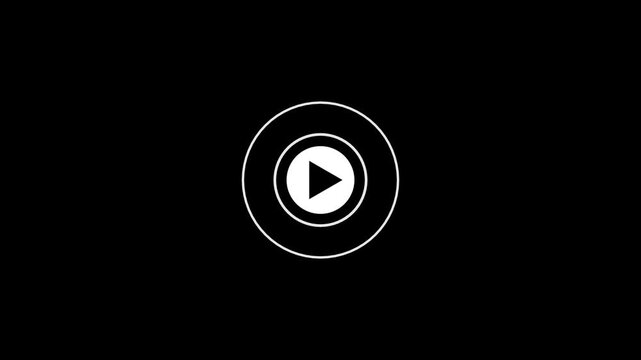 Minimalist play button icon animation with expanding circular ripples for digital media interfaces