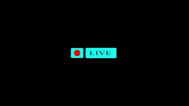 Cyan live streaming button icon for digital broadcast interface