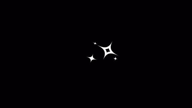 simple animation doodle style white sparkling star 4k in transparent background , doodle accent for your project