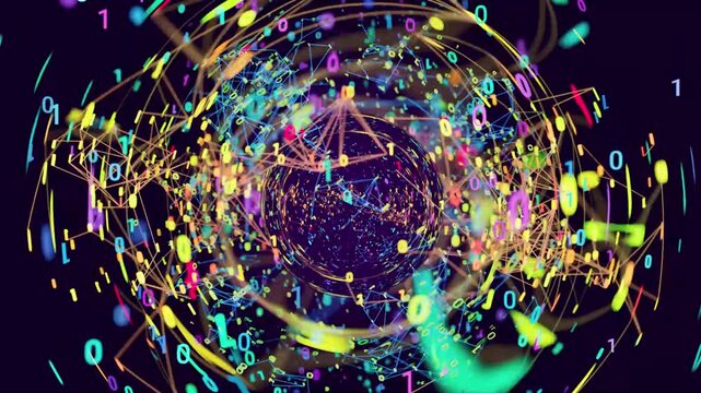 A looping 3D animation. An abstract animation on the topic of the technological process