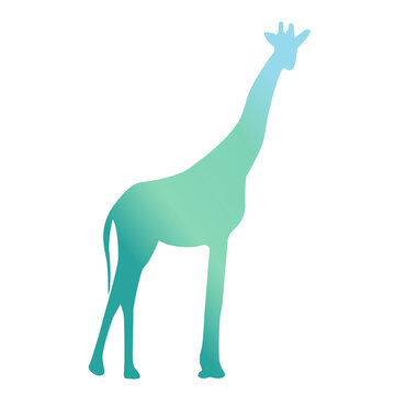 Minimalist giraffe vector silhouette with ocean teal gradient color