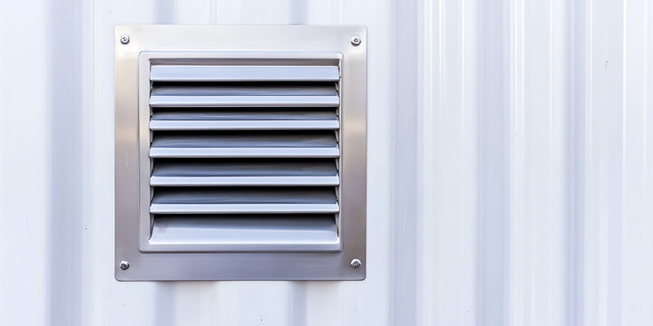 Close-up view of a stainless steel vent on a white surface Generative AI
