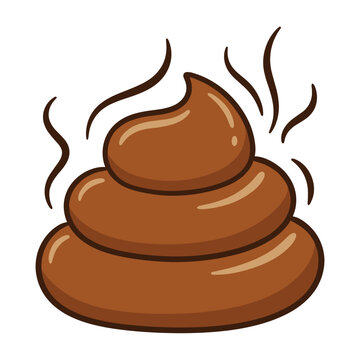 Smelly brown poop swirl icon with steam lines rising isolated on white background vector