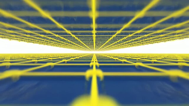 Yellow perspective grid lines on blue digital surface