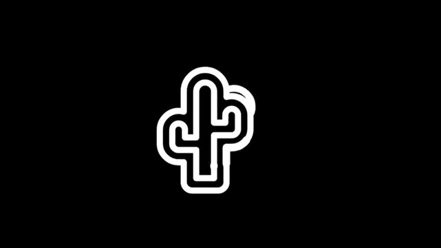 Animated cactus icon with sun element in a minimalist design