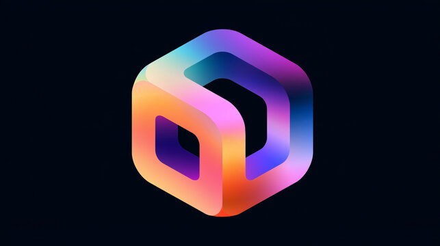 Colorful Blockchain Technology Icon - Modern Digital Asset Design