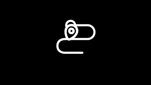 Animated route path with location pin and start point icons