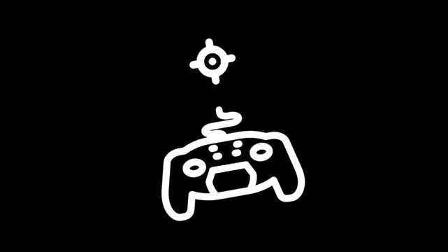 Retro video game controller icon animation on black background