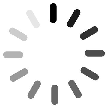 Radial dash loading spinner icon showing system buffering process and progress circle wheel isolated on Transparent Background