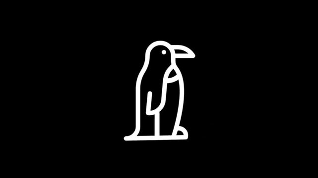 Simple white penguin icons animated on a black background