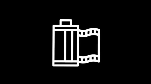 Animated film reel icons on a black background for creative projects