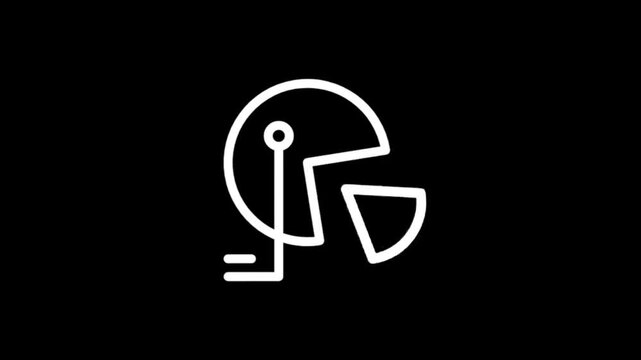 Abstract digital circuit and pie chart icons on black background