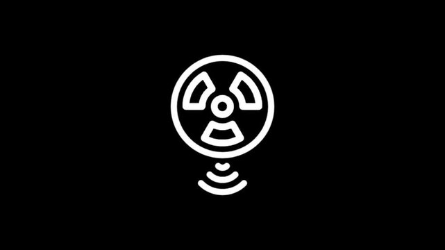 Animated fan icon with radiating waves on black background