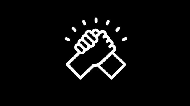 Animated handshake icon symbolizing unity, partnership, and agreement