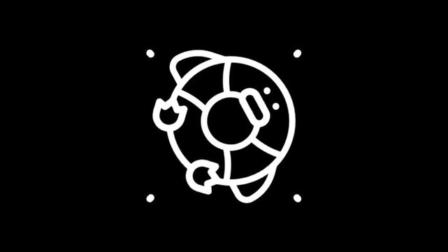 Animated white lifebuoy icon on black background for safety and rescue themes