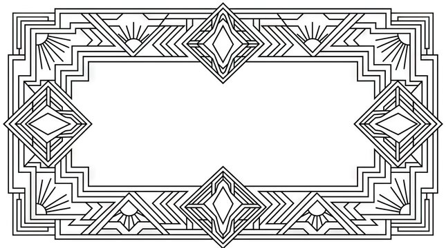 Art Deco geometric border frame design.