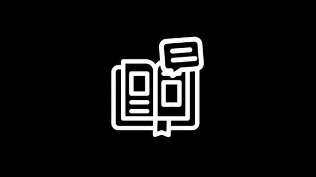 Digital book icon with speech bubble for online learning and communication
