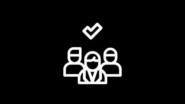 Team selection and approval process icons with checkmarks and stars