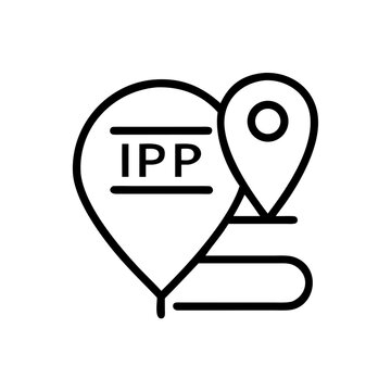 Ipp address location markers icon for network routing concepts.