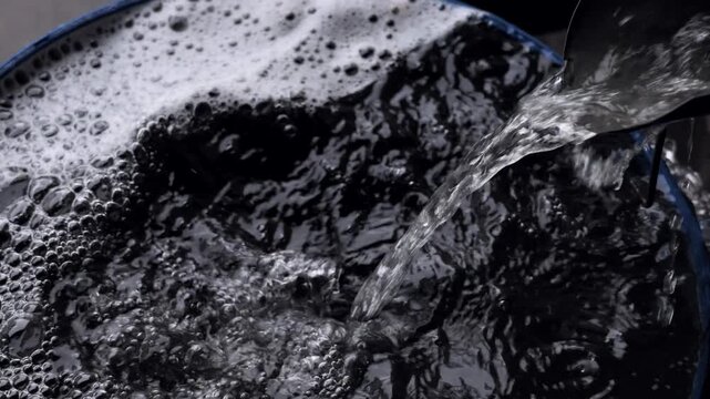 Auffangen von Regenwasser bei Gewitterregen von Regenrinne, Zeitlupe, Regenwasser, Trinkwasser, Wetter