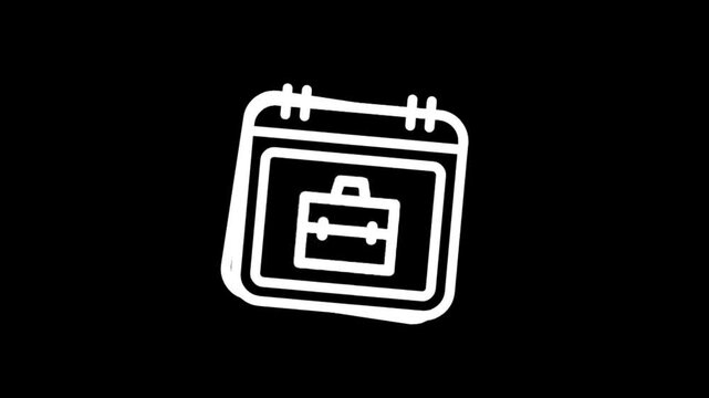 Animated calendar icon with briefcase symbol for business and planning