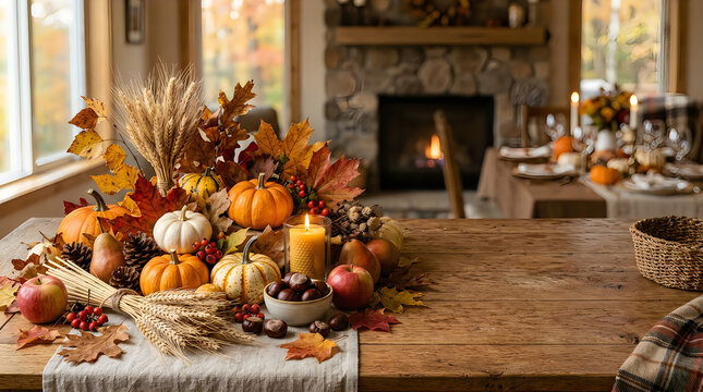Autumn harvest still life with pumpkins and flowers