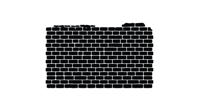 A black brick wall silhouette against a white background