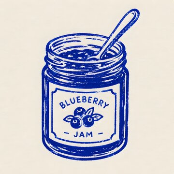 Jar of Honey and Jam with Spoon Vector Illustration, Glass Food Container Isolated on White Background, Sweet Spread and Breakfast Ingredient Icon Design
