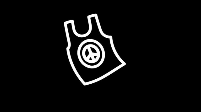 Peace symbol tank top graphic animation on black background