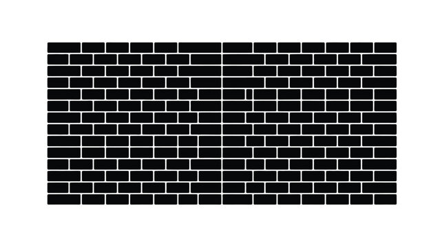 Black brick wall pattern against a white background a solid silhouette