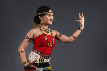 Side Profile Portrait of Sabahan Model Posing in Traditional Murut Tahol Simba Dress © Constantine