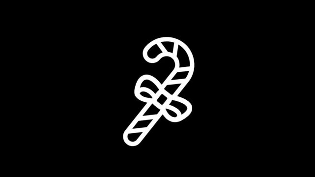 Simple white candy cane icons on a black background for holiday themes