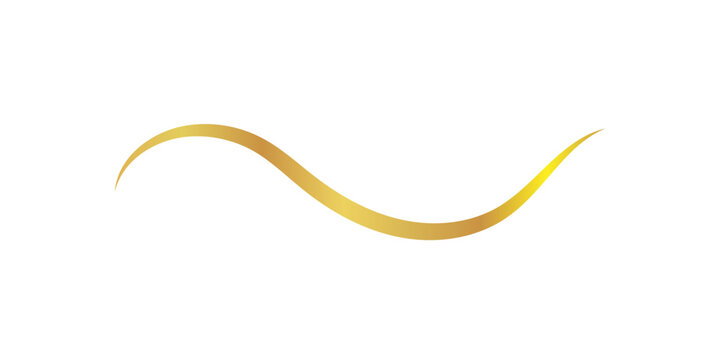 Golden wavy line vector graphic for elegant design accents, decorative flourishes, or stylish borders, isolated on white.