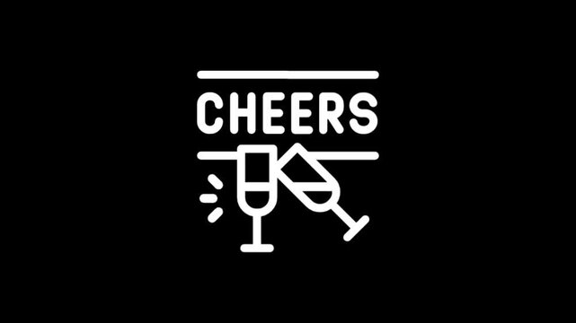 Animated cheers toast with champagne glasses and sparkling effects