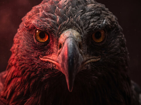 Close-up portrait of a majestic eagle with intense amber eyes