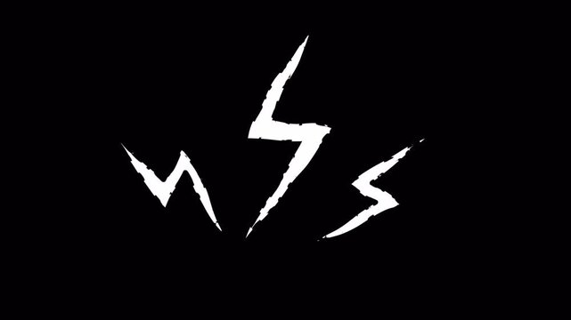 3 White Lightning Bolt Hand-Drawn doodle Animation 4k in Transparent Background.