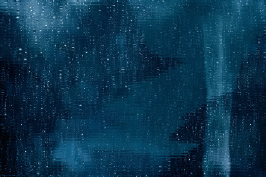 Abstract digital glitching dark blue background texture