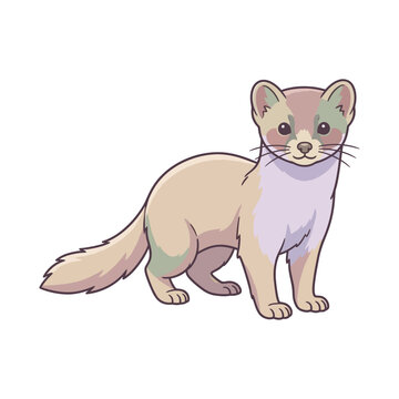 Cute Weasel Cartoon Vector Illustration
