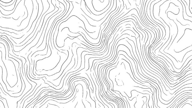 Detailed Topographic Contour Map Featuring Winding River, Mountain Valley Terrain, Elevation Lines, Natural Landforms and Geographic Patterns.