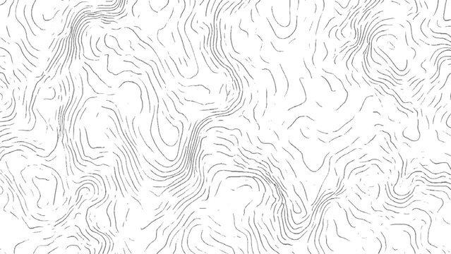 Detailed Topographic Contour Map Featuring Winding River, Mountain Valley Terrain, Elevation Lines, Natural Landforms and Geographic Patterns.