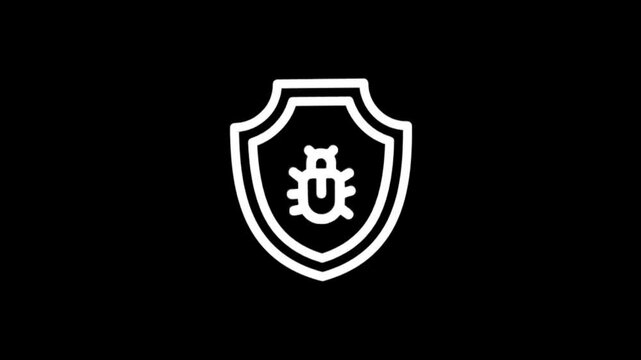 Digital security shield icon with abstract symbol inside, representing protection