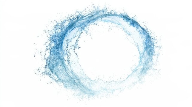 Water circle splash on white background