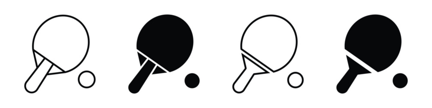 Table tennis paddle ball icon vector set