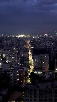 Densely Packed Buildings Under vertical Night Sky in Dhaka