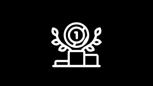 First place trophy icon with laurel leaves on a podium