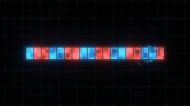 Gaming Segmented Loading Bar Animation Blue Red Blocks